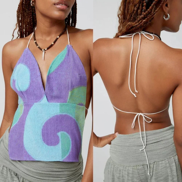 Urban Outfitters Urban Renewal Remade Terrycloth Halter Top M/L NWT - Picture 9 of 10